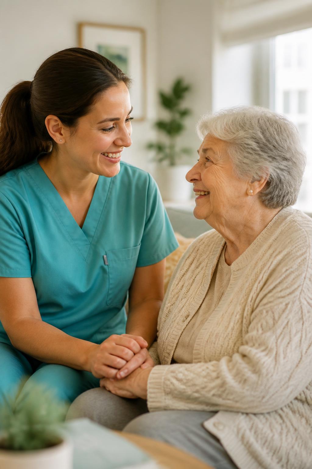 A family caregiver and older adult reviewing care plans together